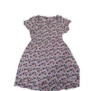 Talbots paradise purple floral short sleeve ruffle dress plus womens 18